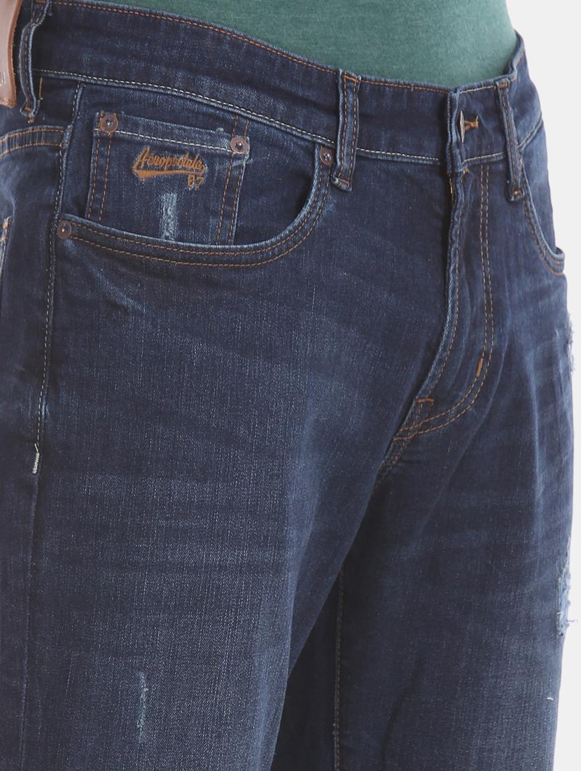 navy blue light washed distressed denim jean - 17667948 - Zoom Image - 5