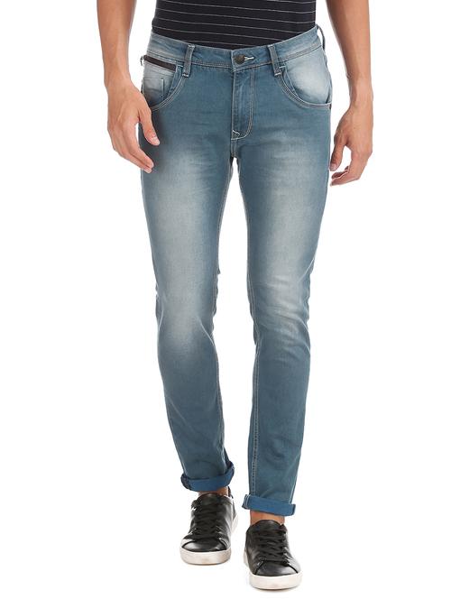 blue heavy washed denim jeans - 17667956 - Standard Image - 1