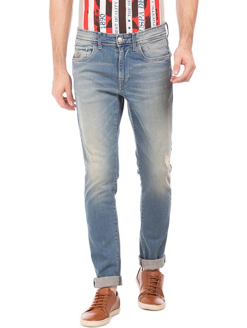 blue heavy washed ripped denim jeans - 17667969 - Standard Image - 1