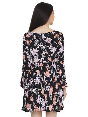 boat neck floral a-line dress - 17667980 - Standard Image - 3