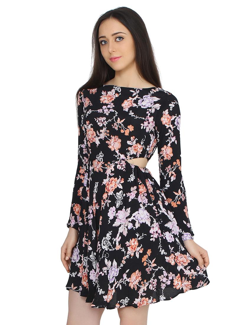 boat neck floral a-line dress - 17667980 - Zoom Image - 2