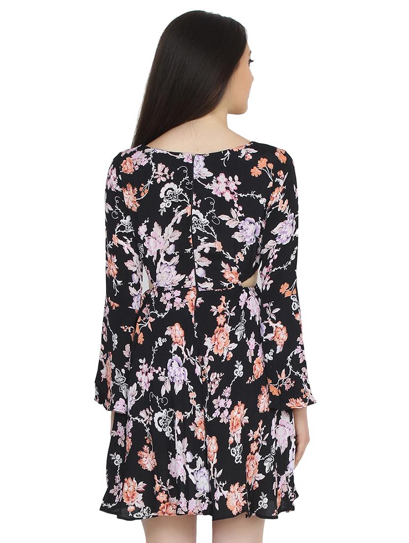 boat neck floral a-line dress - 17667980 - Zoom Image - 3