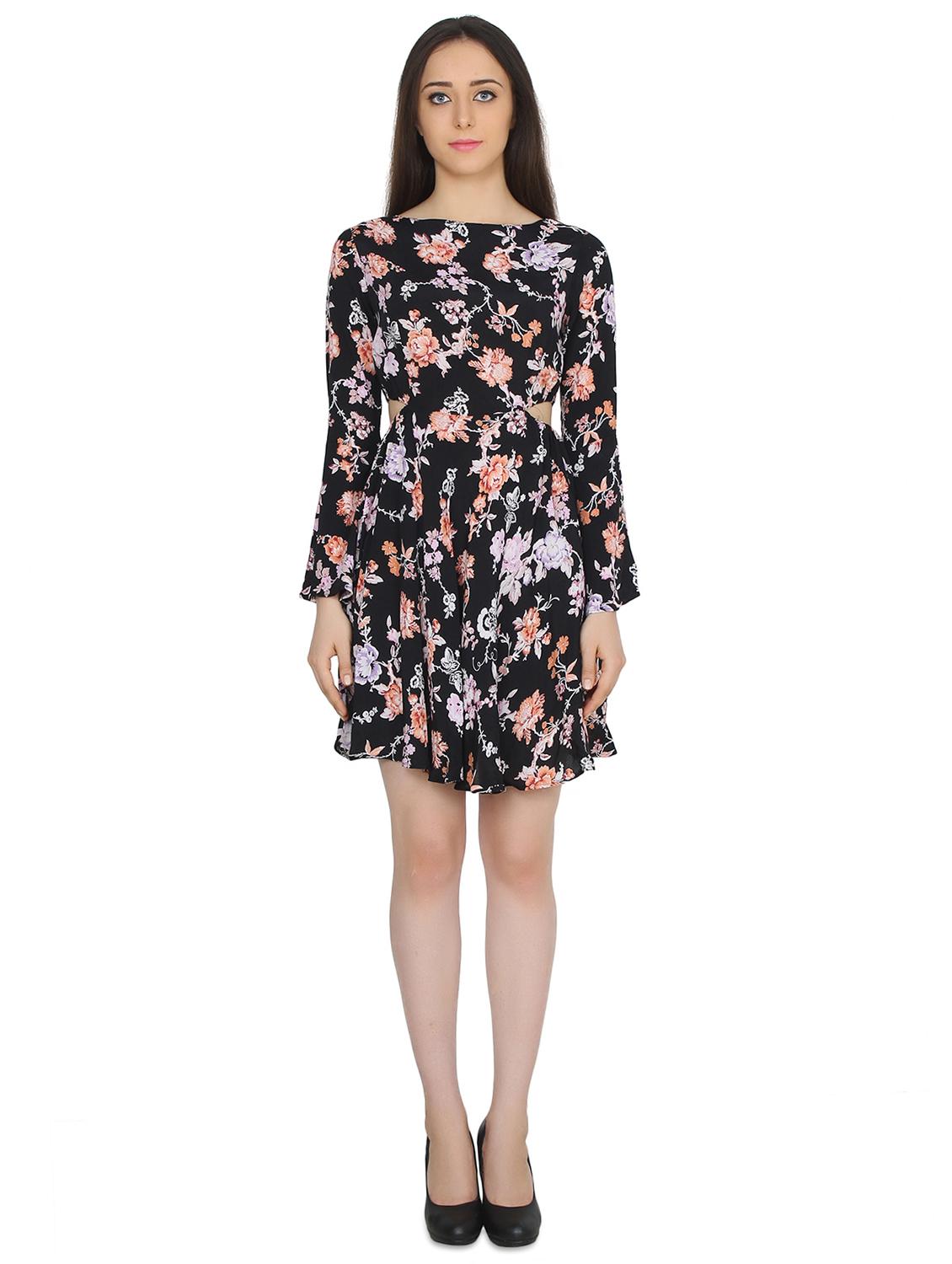 boat neck floral a-line dress - 17667980 - Zoom Image - 4
