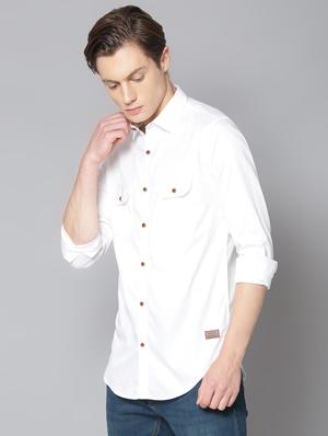 white solid casual shirt - 17668114 - Standard Image - 2
