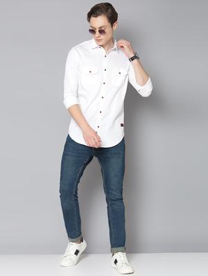 white solid casual shirt - 17668114 - Standard Image - 4