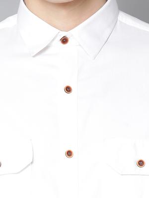 white solid casual shirt - 17668114 - Standard Image - 5