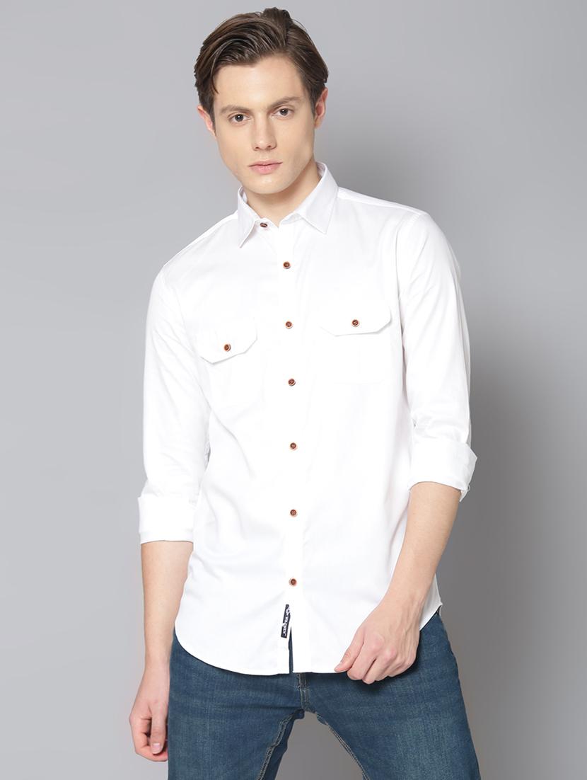 white solid casual shirt - 17668114 - Zoom Image - 1
