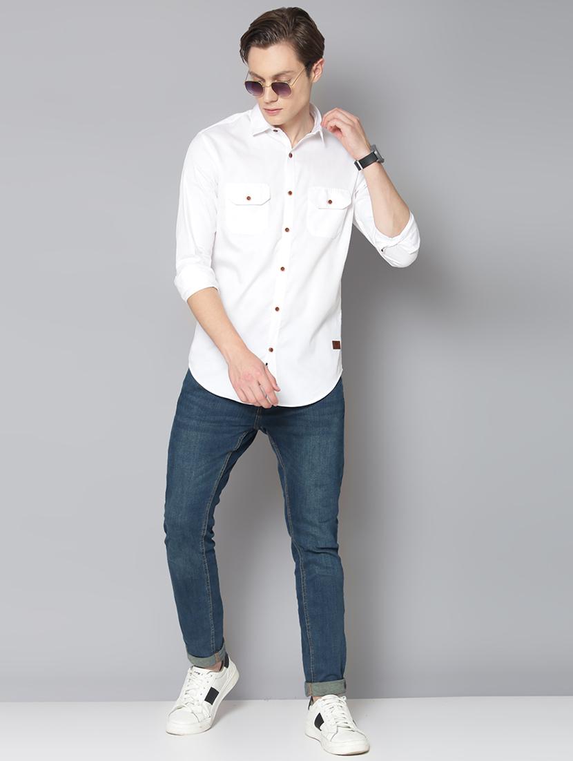 white solid casual shirt - 17668114 - Zoom Image - 4