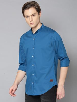 blue solid casual shirt - 17668120 - Standard Image - 2