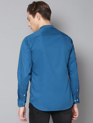 blue solid casual shirt - 17668120 - Standard Image - 3