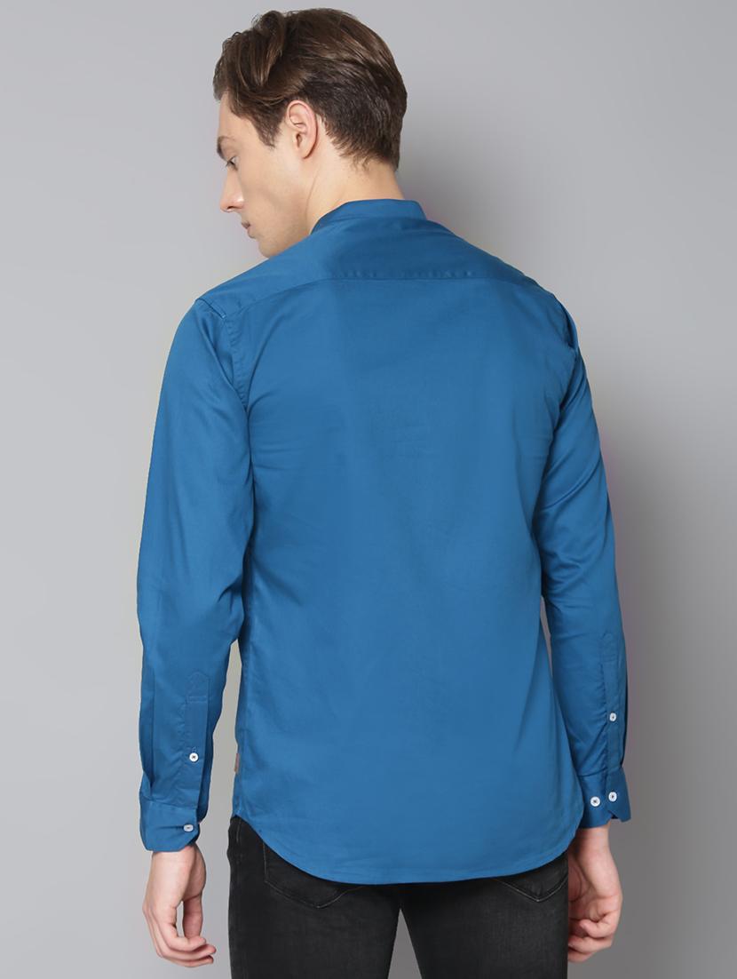 blue solid casual shirt - 17668120 - Zoom Image - 3