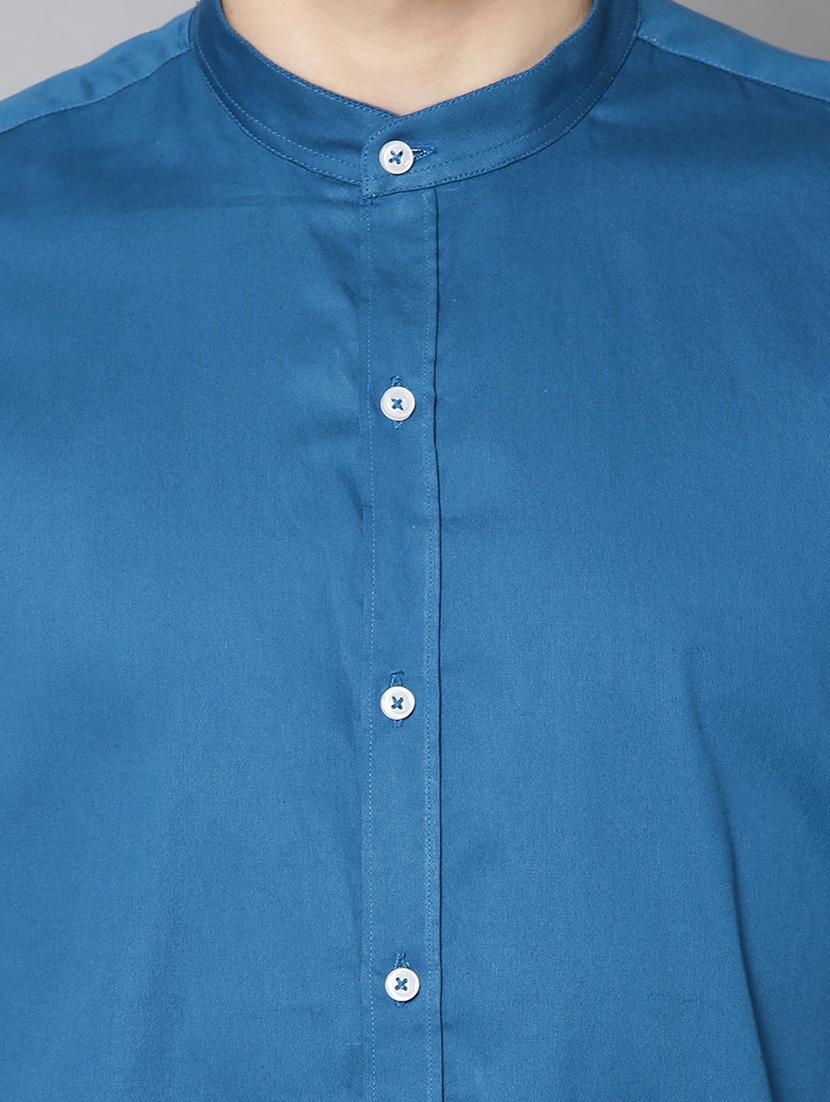 blue solid casual shirt - 17668120 - Zoom Image - 5