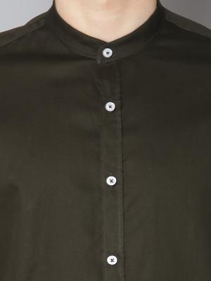 olive green solid casual shirt - 17668125 - Standard Image - 5