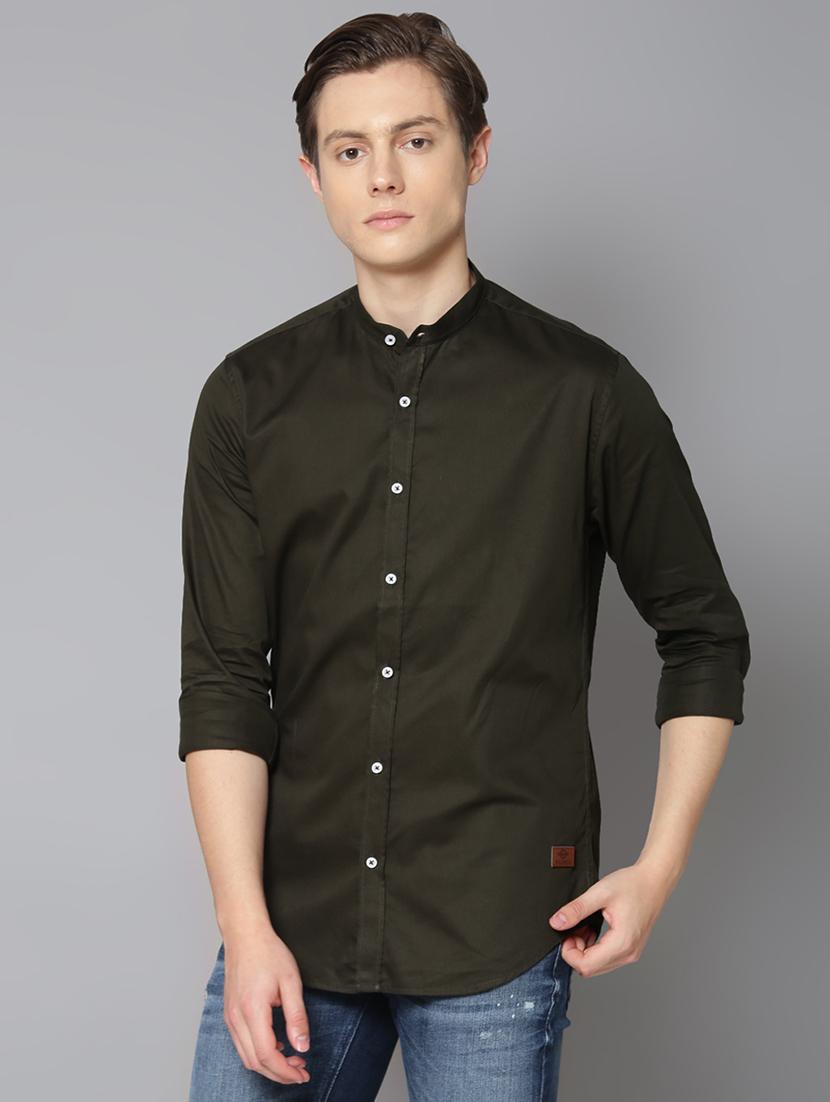 olive green solid casual shirt - 17668125 - Zoom Image - 2