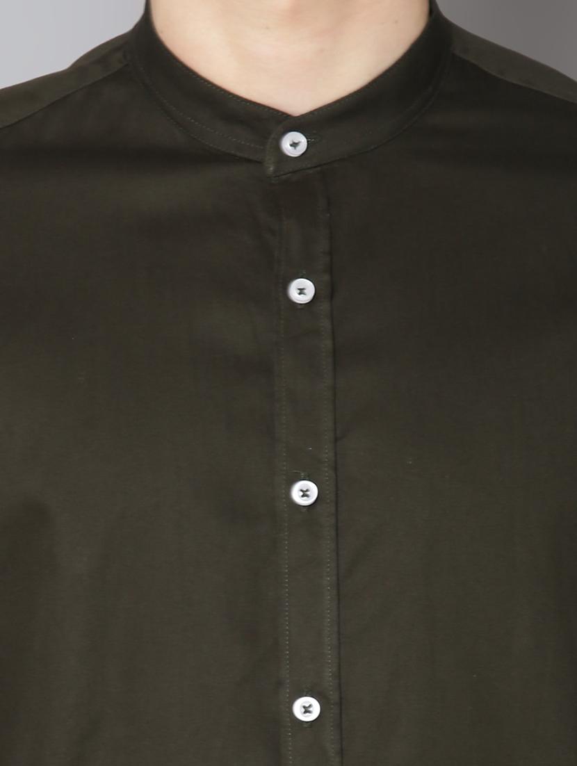 olive green solid casual shirt - 17668125 - Zoom Image - 5