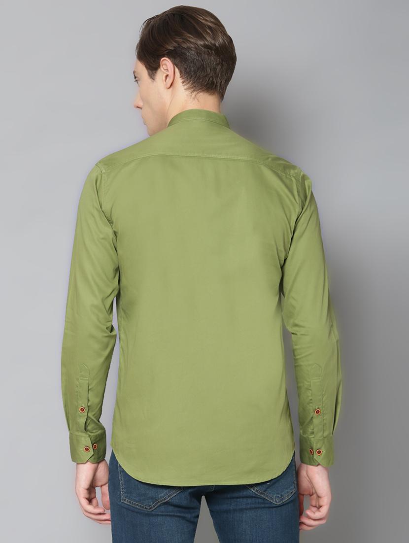 olive green solid casual shirt - 17668126 - Zoom Image - 3