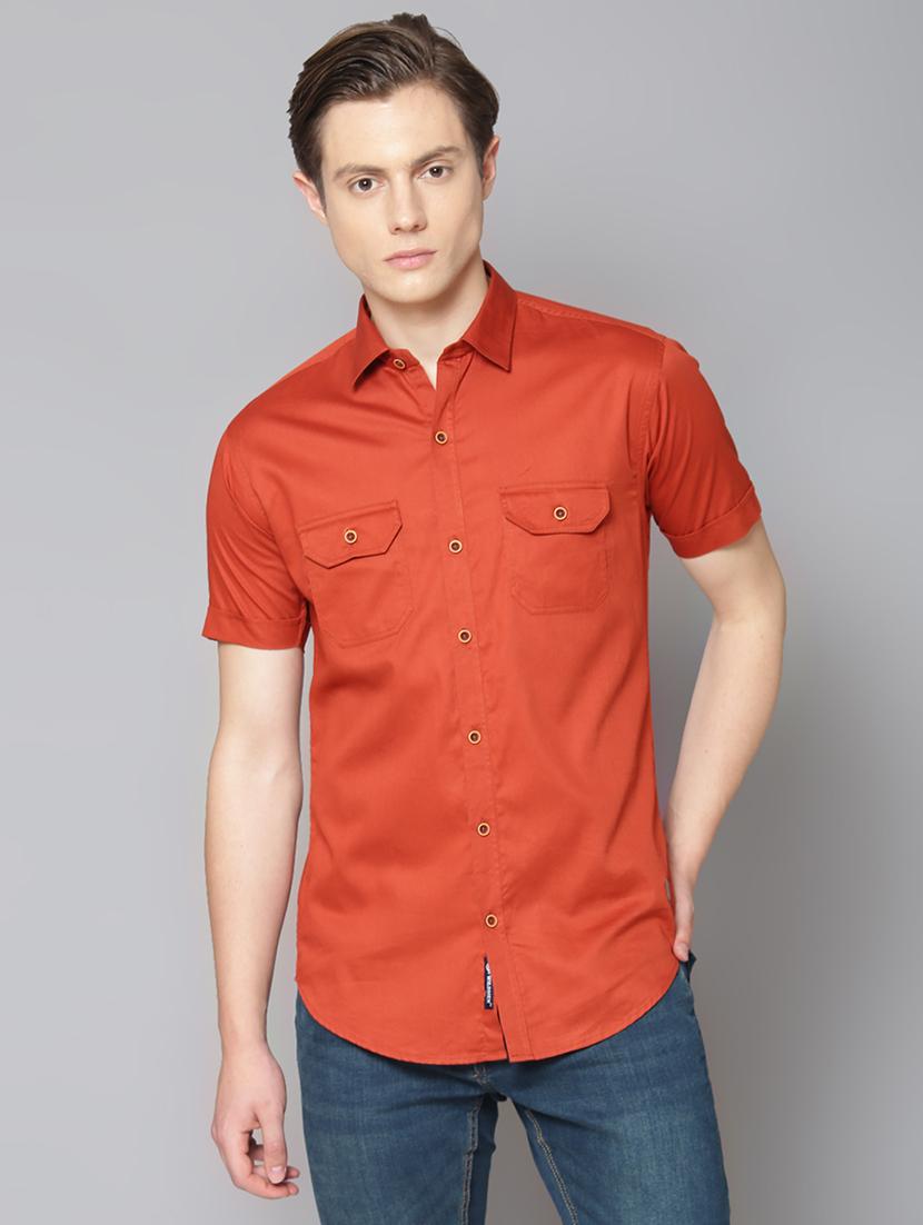 red solid casual shirt - 17668129 - Zoom Image - 1