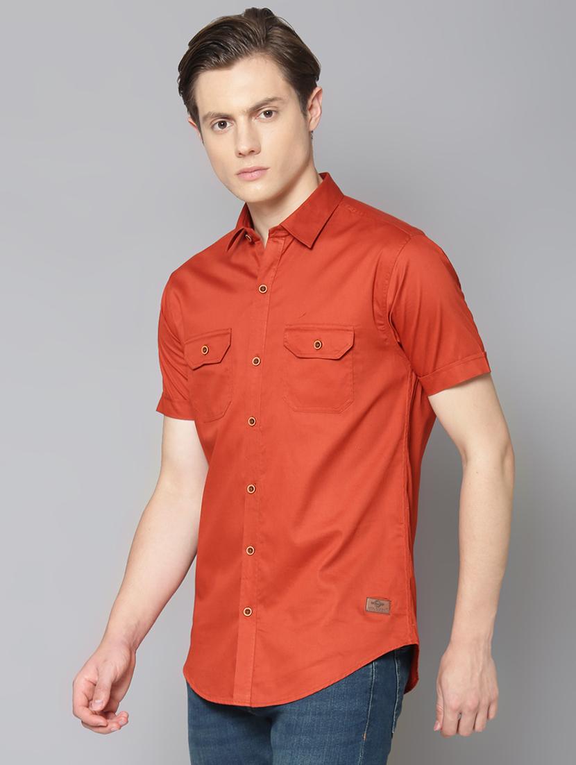 red solid casual shirt - 17668129 - Zoom Image - 2