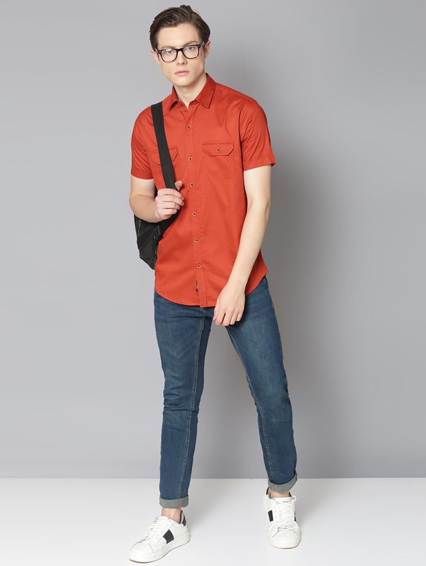 red solid casual shirt - 17668129 - Zoom Image - 4