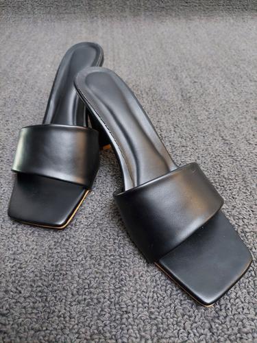 black leather block heel sandal - 17668176 - Very Small Image - 1