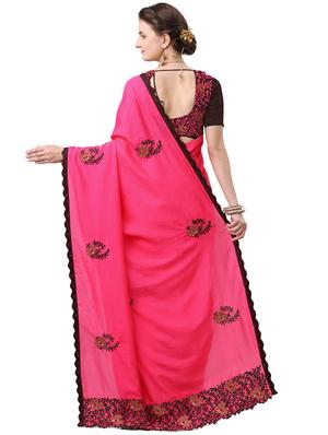 ethnic motifs embroidered saree with blouse - 17668329 - Standard Image - 2