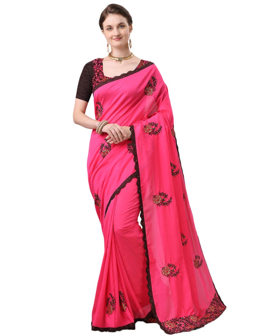 ethnic motifs embroidered saree with blouse - 17668329 - Zoom Image - 1
