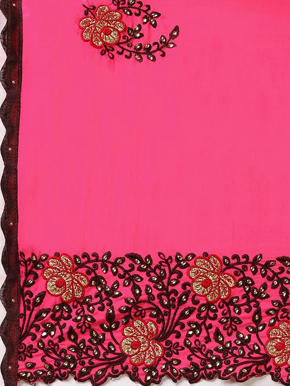 ethnic motifs embroidered saree with blouse - 17668329 - Zoom Image - 5