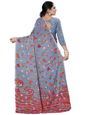 conversational printed saree with blouse - 17668331 - Standard Image - 2