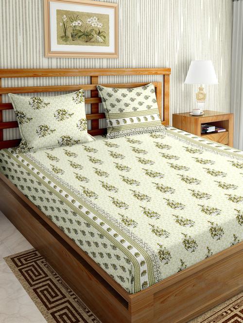 gracious double fitted sheet set king size cotton green colour - 17668438 - Standard Image - 1