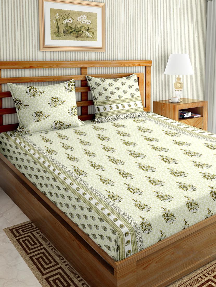 gracious double fitted sheet set king size cotton green colour - 17668438 - Zoom Image - 1