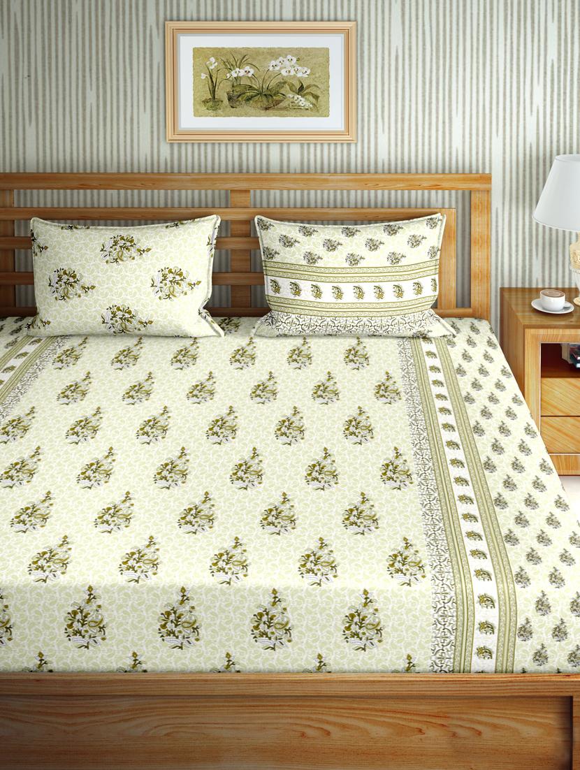 gracious double fitted sheet set king size cotton green colour - 17668438 - Zoom Image - 2