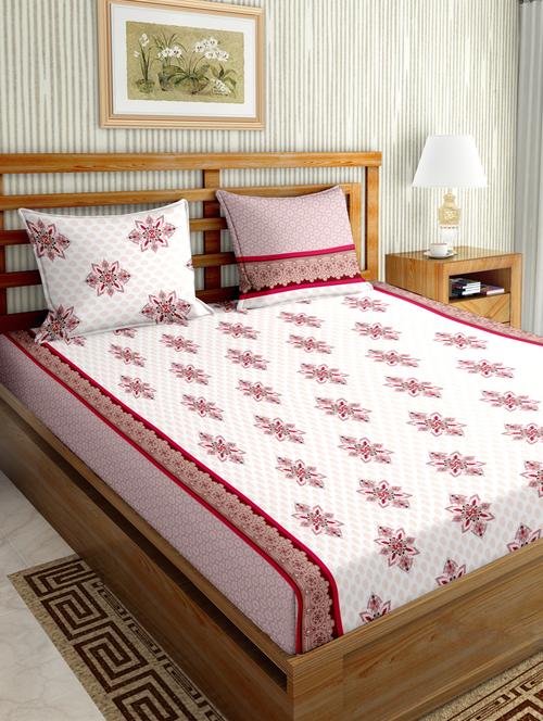 gracious double fitted sheet set king size cotton pink colour - 17668447 - Standard Image - 1