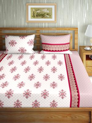 gracious double fitted sheet set king size cotton pink colour - 17668447 - Standard Image - 2