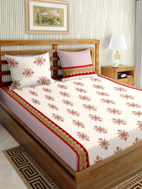 gracious double fitted sheet set king size cotton red colour - 17668448 - Standard Image - 1
