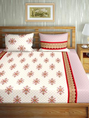 gracious double fitted sheet set king size cotton red colour - 17668448 - Standard Image - 2