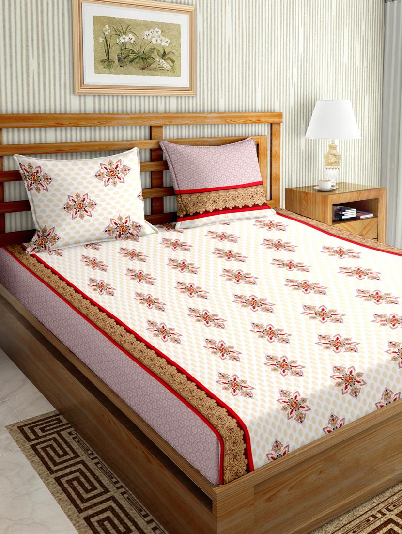 gracious double fitted sheet set king size cotton red colour - 17668448 - Zoom Image - 1
