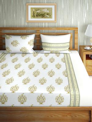 gracious double fitted sheet set king size cotton green colour - 17668455 - Standard Image - 2