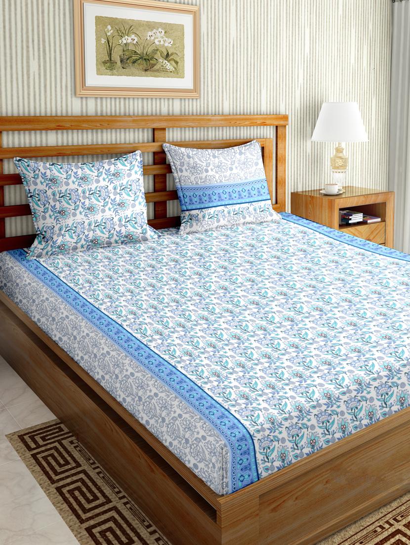 gracious double fitted sheet set king size cotton blue colour - 17668458 - Zoom Image - 1