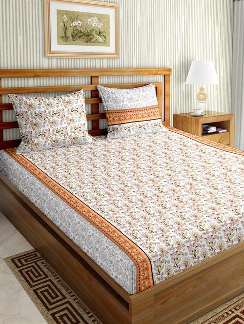 gracious double fitted sheet set king size cotton brown colour - 17668459 - Standard Image - 1