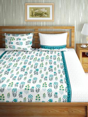 gracious double fitted sheet set king size cotton blue colour - 17668464 - Standard Image - 2