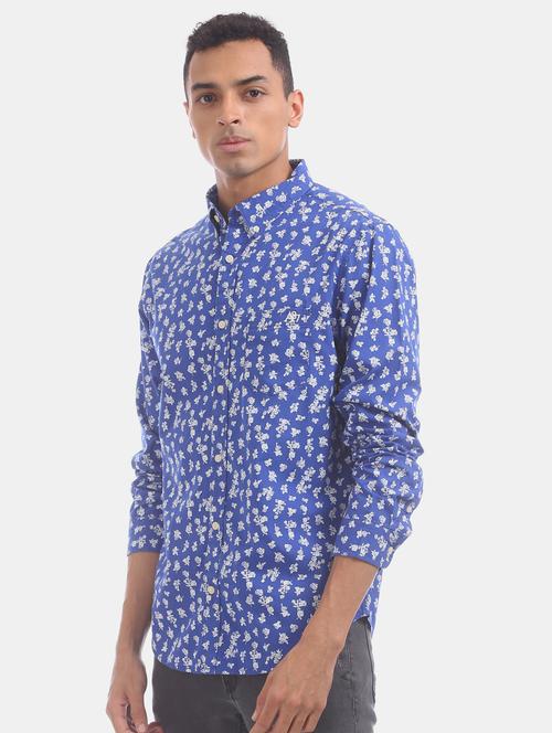 blue printed casual shirt - 17668493 - Standard Image - 1
