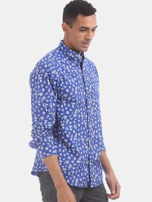 blue printed casual shirt - 17668493 - Standard Image - 2