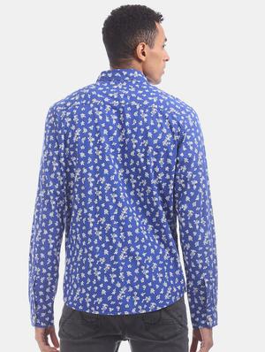blue printed casual shirt - 17668493 - Standard Image - 3