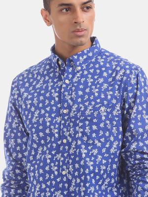 blue printed casual shirt - 17668493 - Standard Image - 5