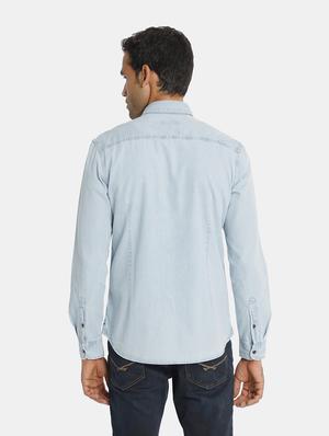 blue solid casual shirt - 17668548 - Standard Image - 3