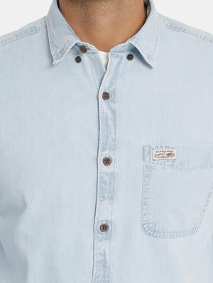blue solid casual shirt - 17668548 - Standard Image - 5