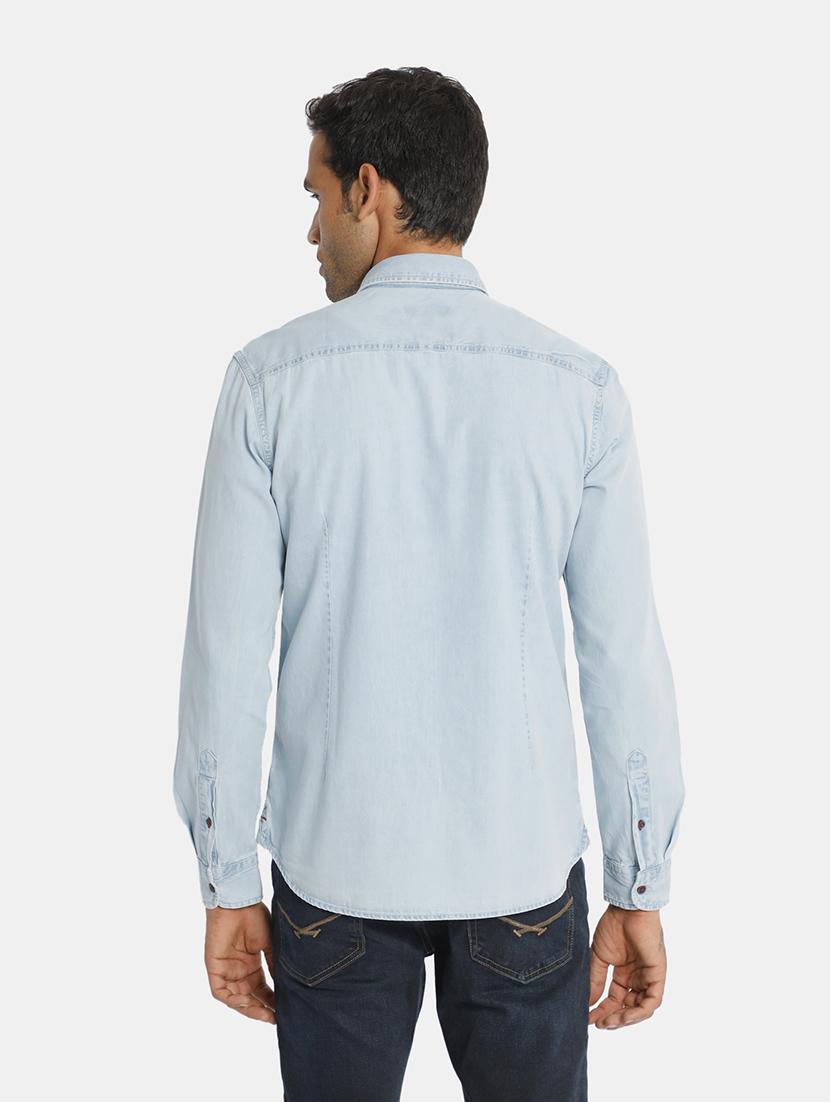 blue solid casual shirt - 17668548 - Zoom Image - 3