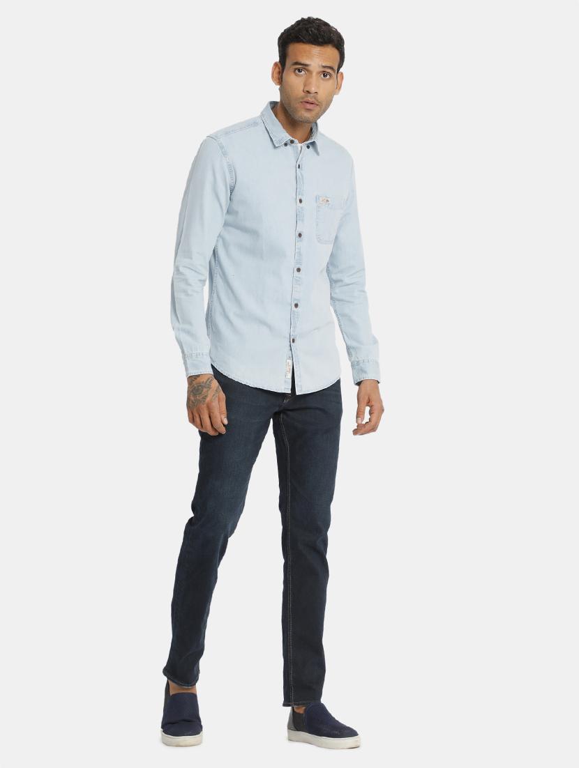 blue solid casual shirt - 17668548 - Zoom Image - 4