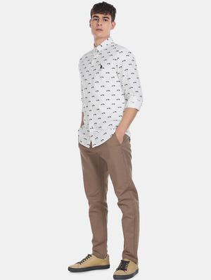 white printed casual shirt - 17668572 - Standard Image - 3