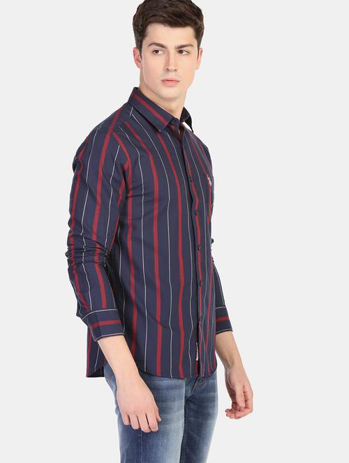 blue striped casual shirt - 17668587 - Standard Image - 1